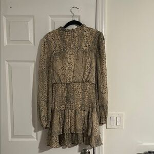 AQUA printed shimmer long sleeve dress